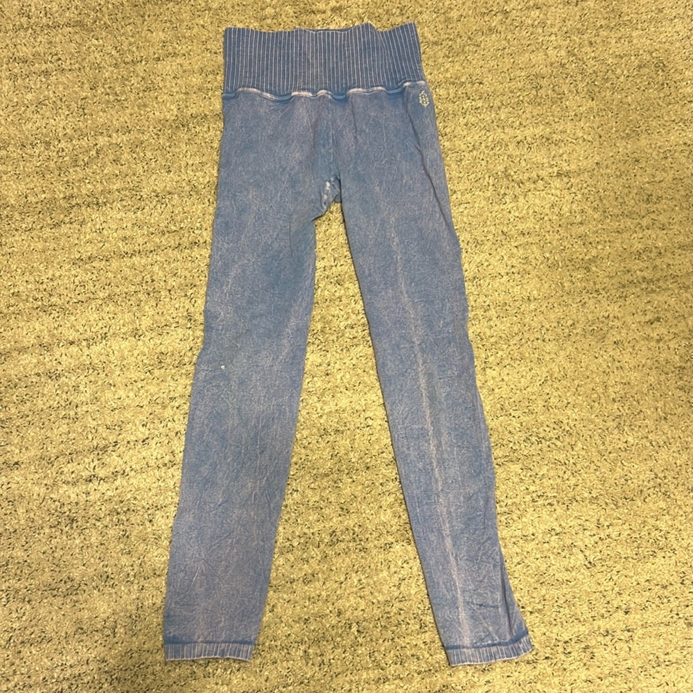 FP movement by free people high rise leggings distressed blue color
